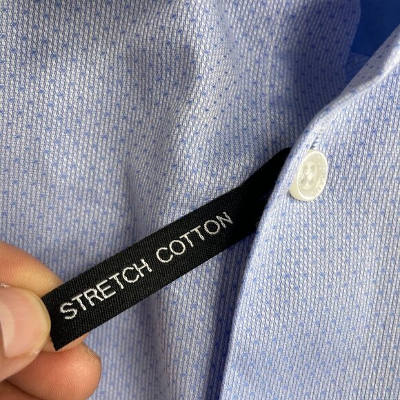 NEW Duchamp London Men's 18.5" XXL Blue Long Sleeve Dress Shirt Slim Fit Stretch - Picture 5 of 11